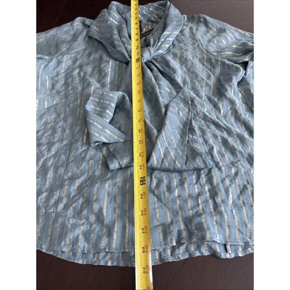 Chicos Black Label Silk Blend Metallic Stripe Top Size 2 - Picture 7 of 12